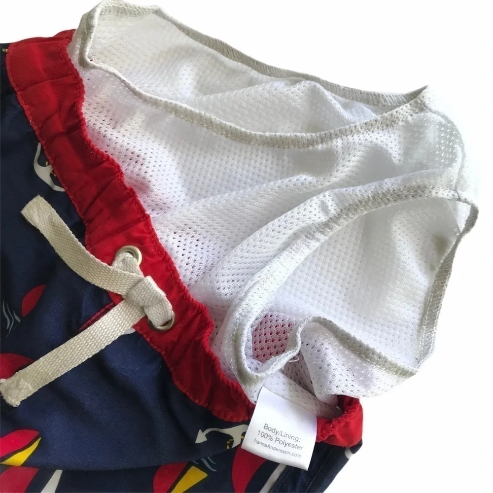 Hanna Andersson red white and blue bathing suit with trunks and rash guard